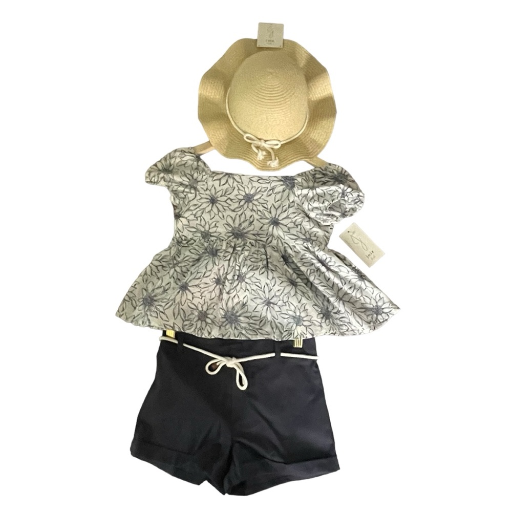 Navy/White shorts set with matching hat
